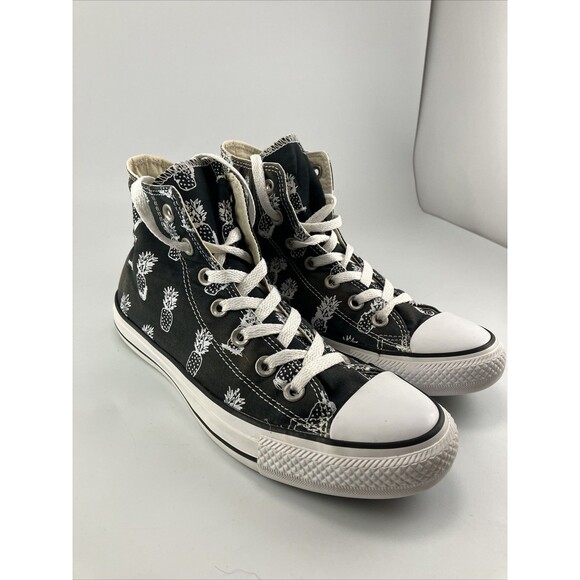 Converse Chuck Taylor All Star Unisex Black White Pineapple Print Shoes - Size 8 - Picture 1 of 9